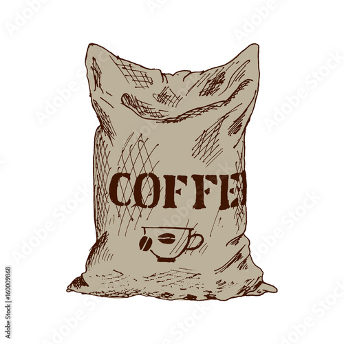 Bag of coffee Hand Drawn Sketch Vector illustration.