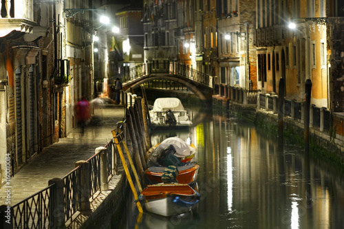 Venice, Italy, May, 31, 2017: night landscape with the image of channel in Venice, Italy