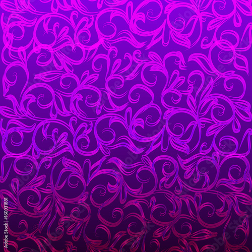 Violet background with light violet floral ornament. Illustration.