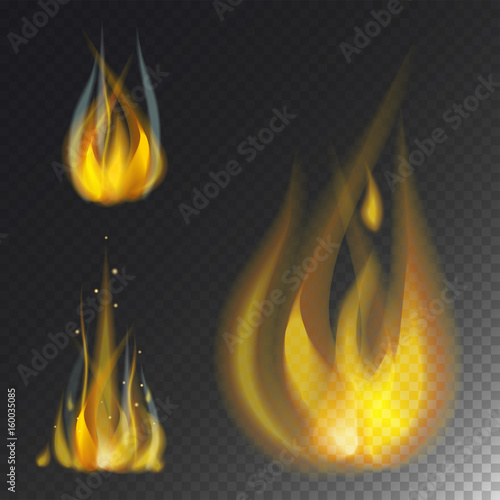 Fire flame hot burn vector icon warm danger and cooking yellow bonfire light blazing campfire.