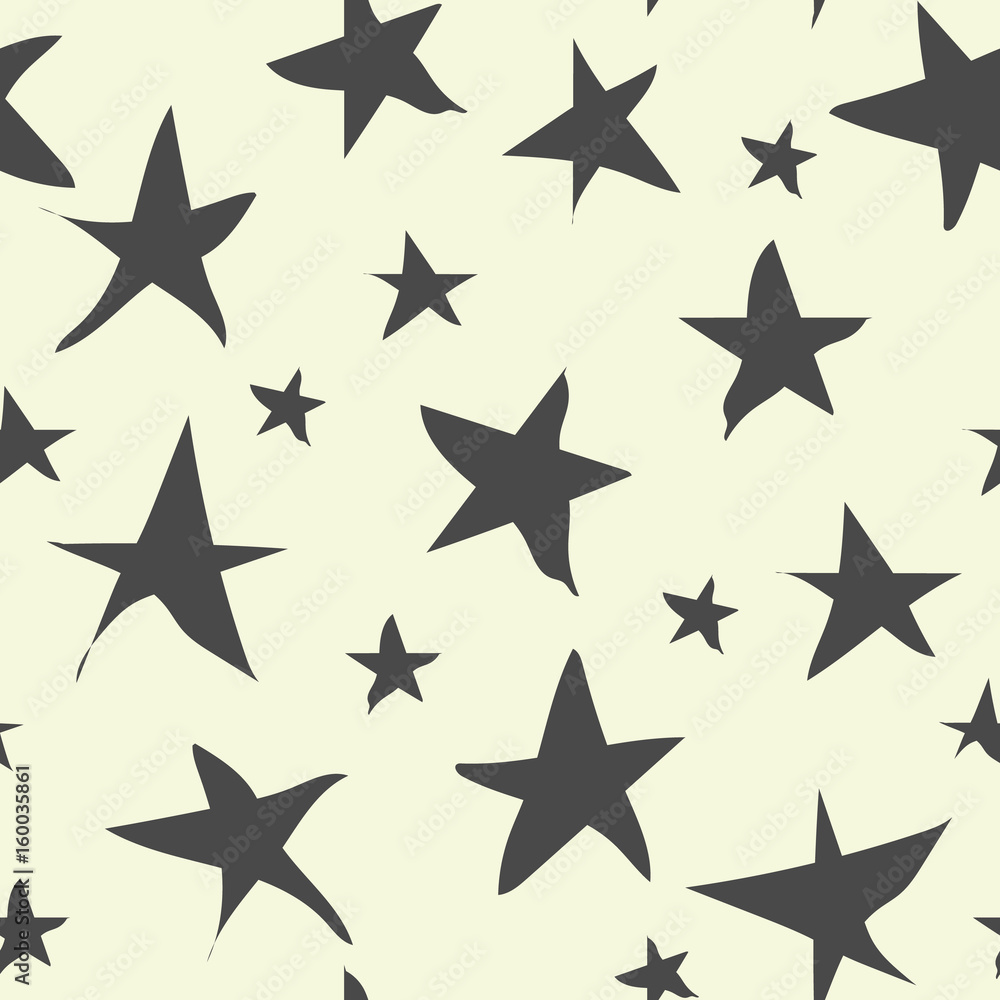 Hand drawn stars doodle seamless pattern. Hand drawn ink illustration. Simple background with stars for decoration. Hand drawn stars doodle seamless pattern. Hand drawn ink illustration. Simple background with stars for decoration.