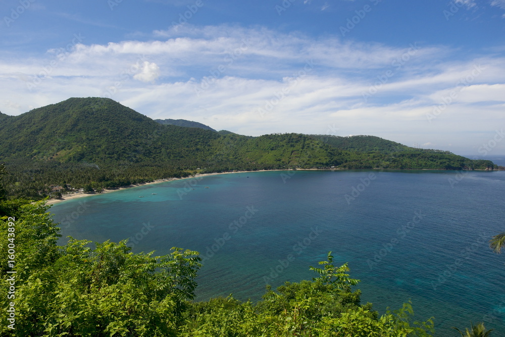 Sea view of lombok indonesia with copy space. 