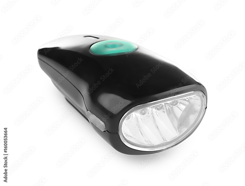 Flashlight for bicycle on white background Flashlight for bicycle on white background
