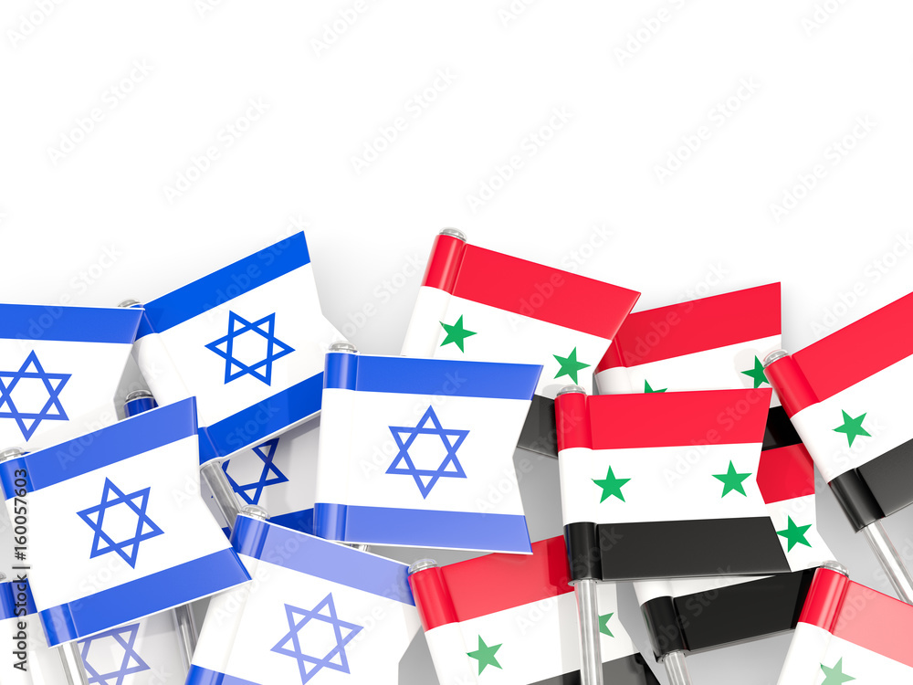 Flags of Israel and Syria isolated on white. 3D illustration