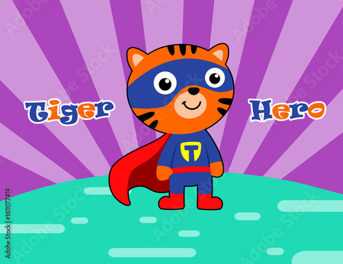 Fototapeta Naklejka Na Ścianę i Meble -  tiger hero. vector cartoon illustration