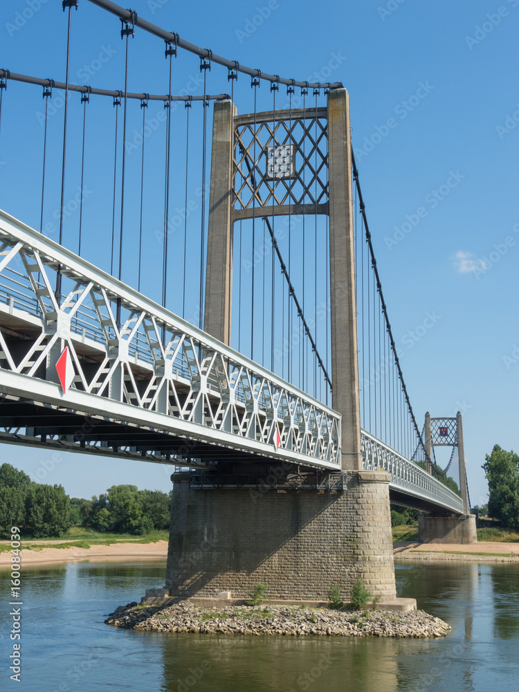 Suspension bridge over the river Loire, Ancenis, France Suspension bridge over the river Loire, Ancenis, France
