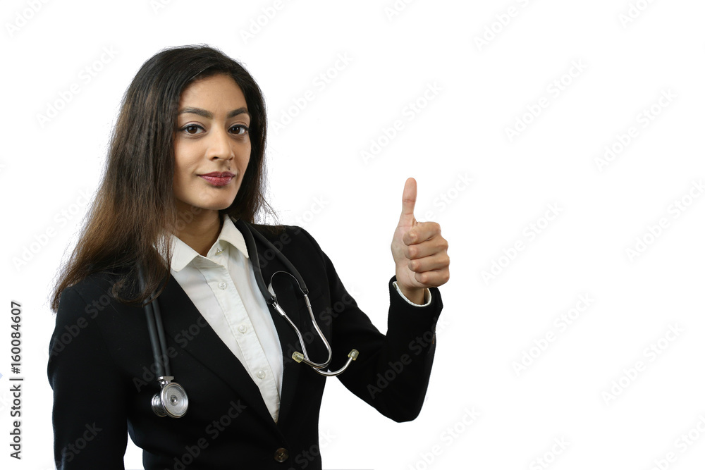 Attractive smart confident doctor wearing a suit an stethescope Attractive smart confident doctor wearing a suit an stethescope