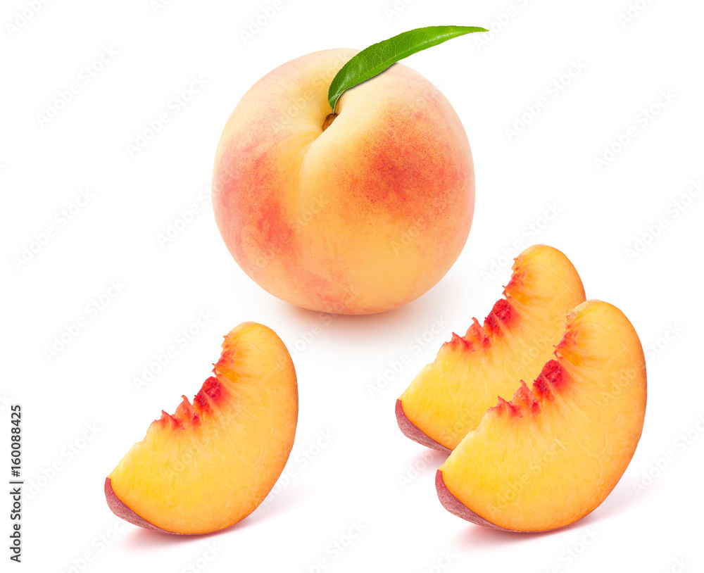 peach with slice isolated on white background peach with slice isolated on white background