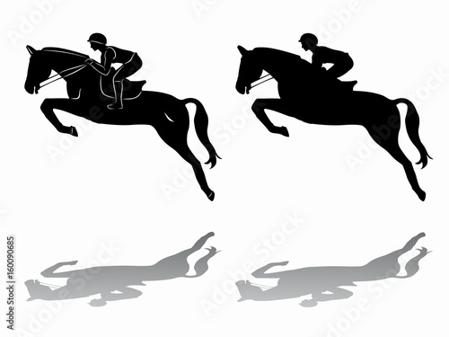 silhouette of rider on horseback, vector draw