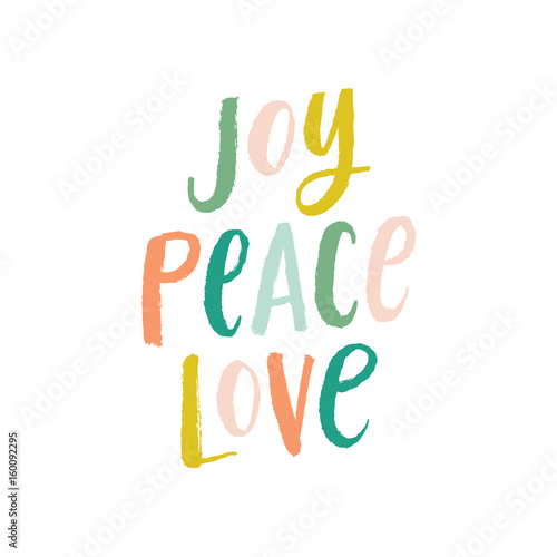 Vector Brush Lettering Joy Peace Love Greeting