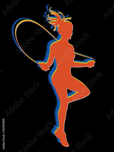 silhouette of a woman jumping over a rope, vector draw