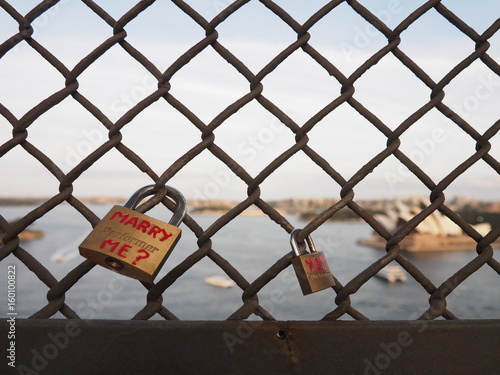 Marry me locks on bridge