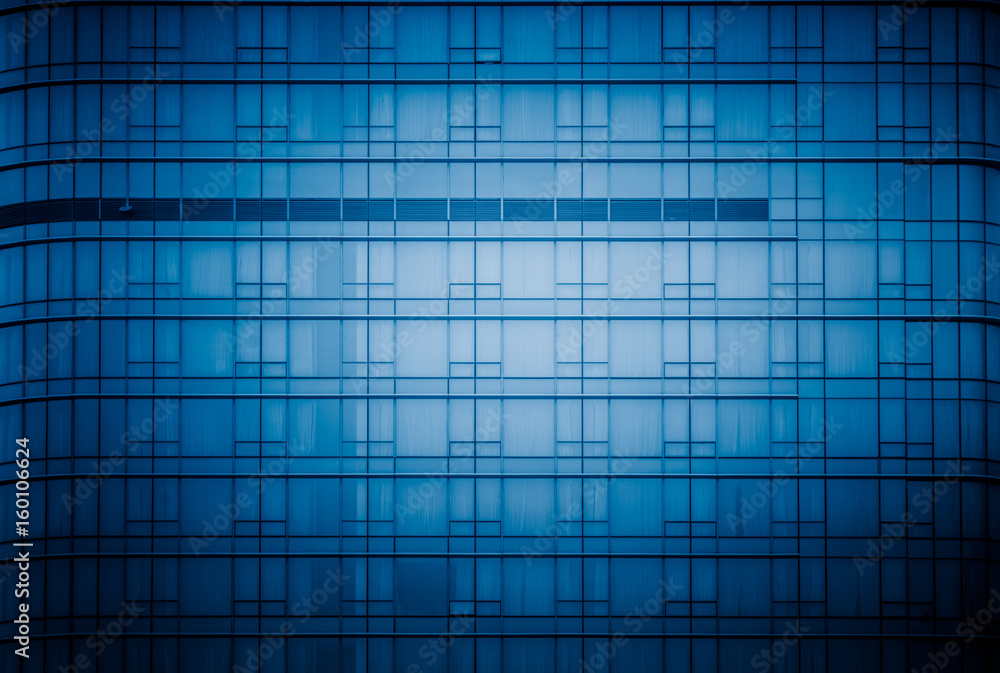 detail shot of modern architecture facade,business concepts in blue tone,shot in city of China.