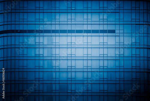 detail shot of modern architecture facade business concepts in blue tone shot in city of China.