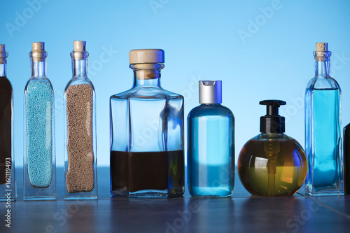 Wallpaper Mural Spa and wellness products on the blue background. Torontodigital.ca