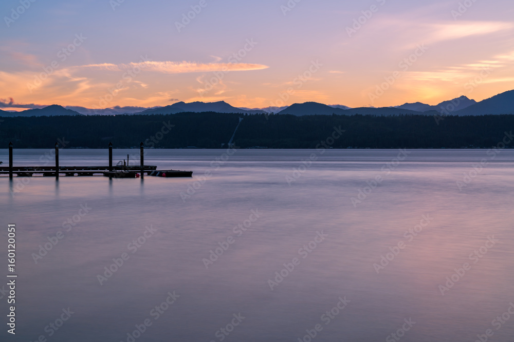 Fototapeta premium Sunset At Hood Canal Marina