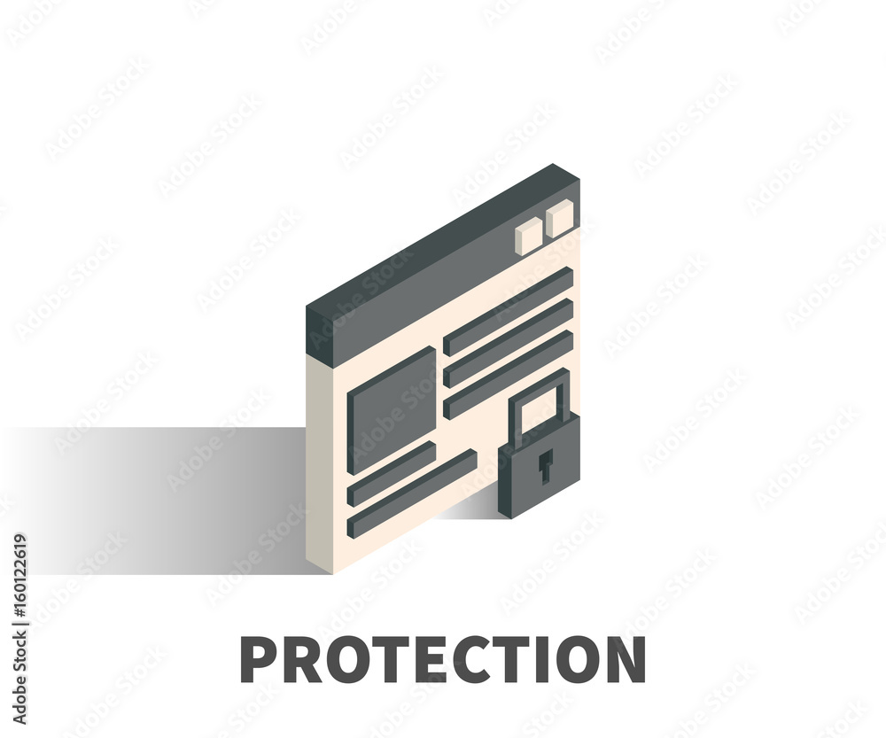 Protection icon, vector symbol in isometric 3D style isolated on white background. Protection icon, vector symbol in isometric 3D style isolated on white background.