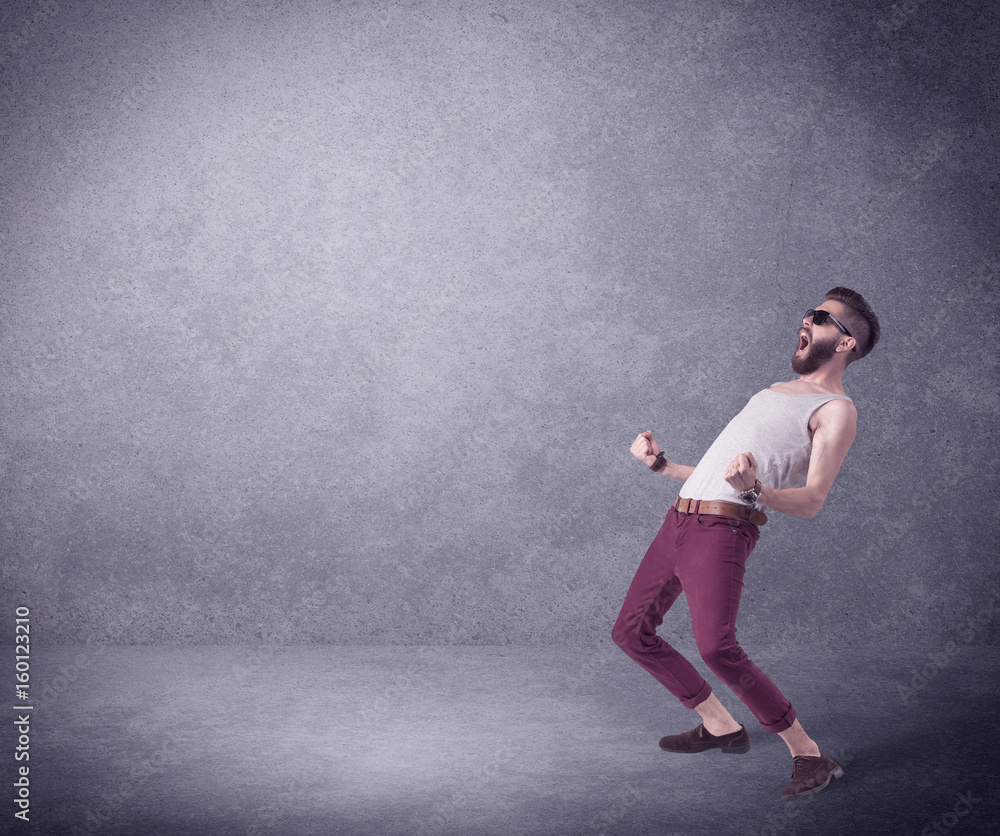 Fashion model shouting in empty space Fashion model shouting in empty space