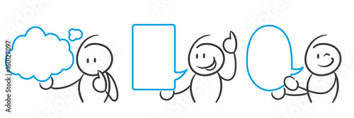 Stick Figure Series Blue / Gedankenblase, Sprechblasen Business