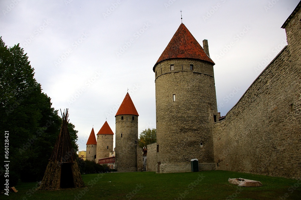 Medieval towers and town wall at Tallinn Estonia