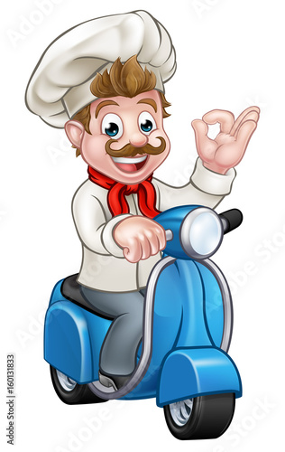 Cartoon Delivery Moped Scoo...