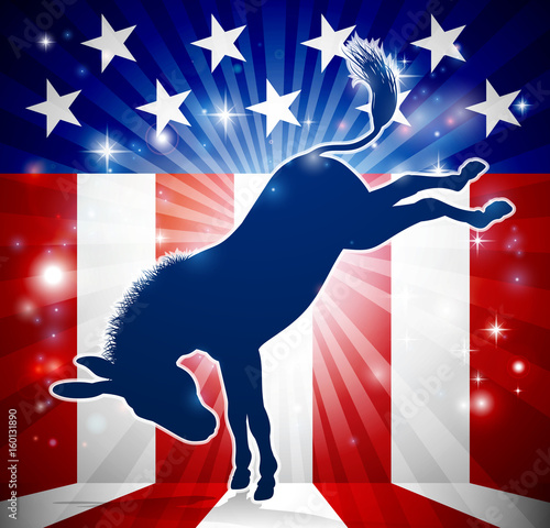 Donkey Democrat Political Mascot Kicking