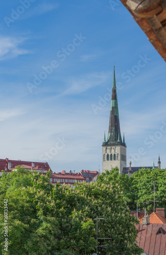 Scenic summer beautiful aerial of the Old Town in Tallinn, Estonia