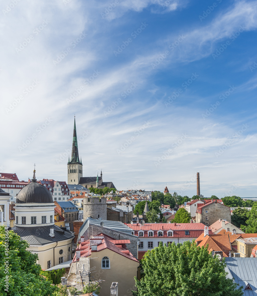 Scenic summer beautiful aerial of the Old Town in Tallinn, Estonia Scenic summer beautiful aerial of the Old Town in Tallinn, Estonia