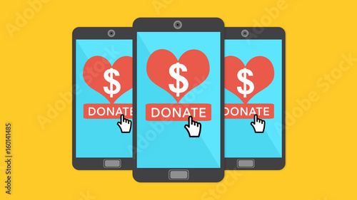 Online donation concept through mobile phone.