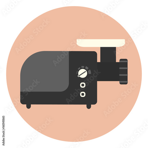 Electric mincing machine, flat monochrome kitchen meat grinder icon, monochrome automatic meat chopper