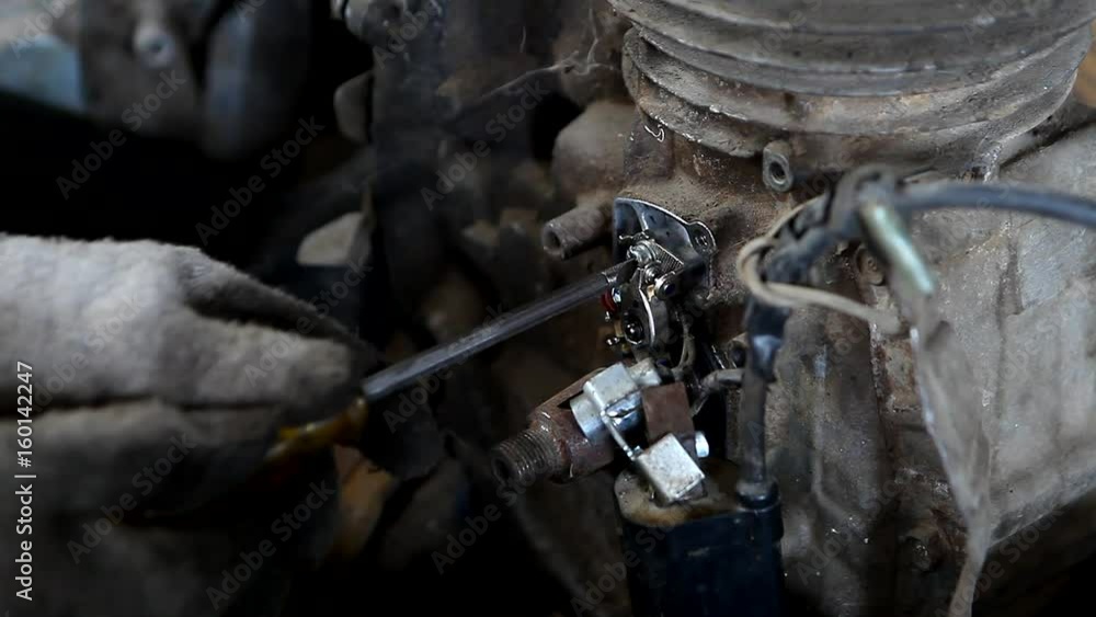 closeup old engine repair closeup old engine repair