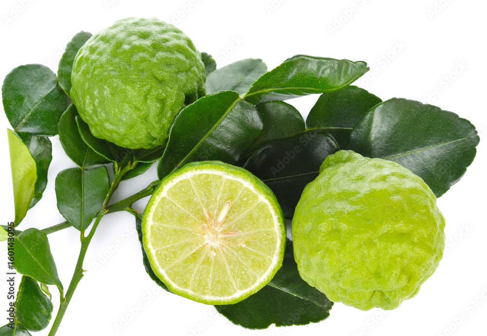 Kaffir lime on a white background Kaffir lime on a white background