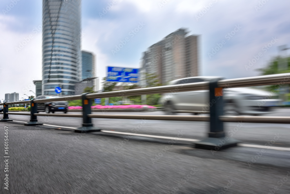 low angle shot of urban traffic view in modern city of China. low angle shot of urban traffic view in modern city of China.