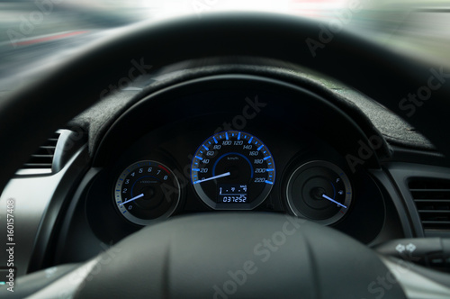 Steering wheel and dashboard,Fasten seat belt sign warning on car dashboard information for safety driver