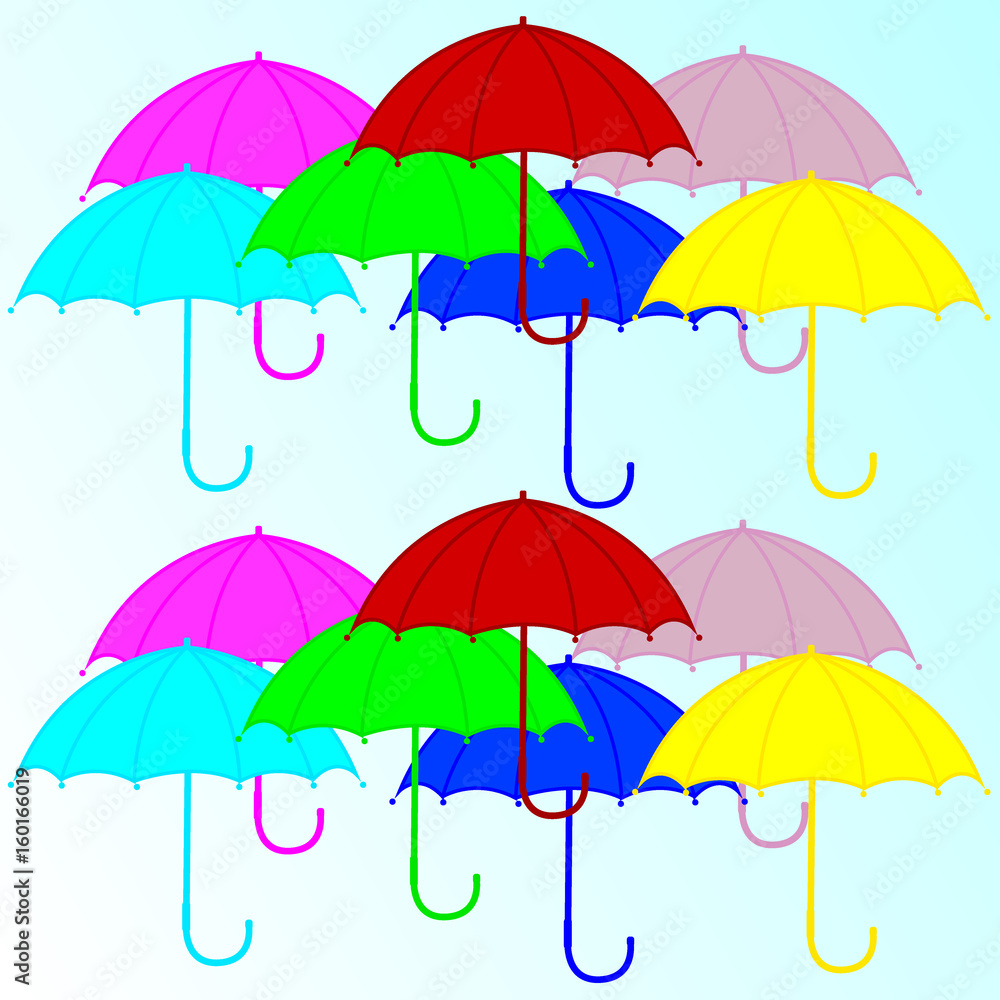 Colorful umbrellas. Pattern for decorating paper, wallpaper, fabric, background. Vector illustration.