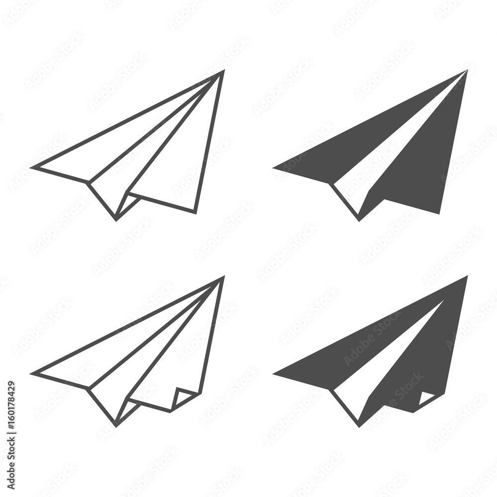Paper Plane icon set isolated on white background. Paper Plane icon set isolated on white background.