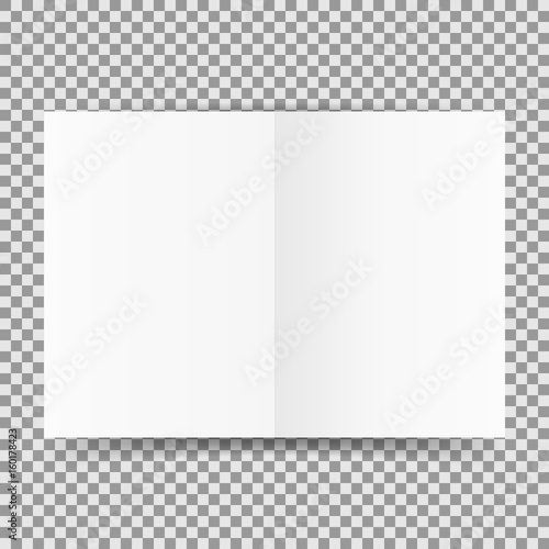 Simple white open card template isolated on transparent background. Vector illustration.