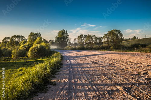 Old, rustic, spring, dusty road