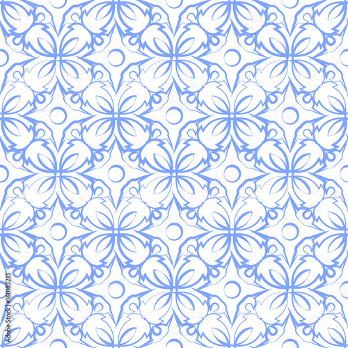 retro seamless wallpaper background elegant blue round curve cross flower vine