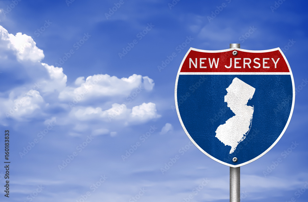 Naklejka premium New Jersey road sign map