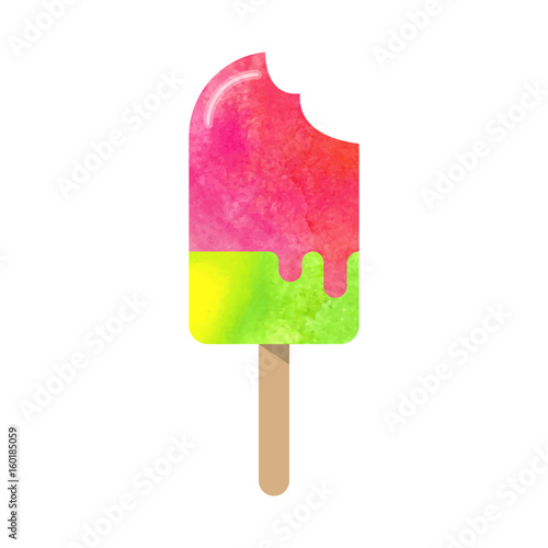 Colorful watercolor texture vector popsicle ice cream sweet summer dessert