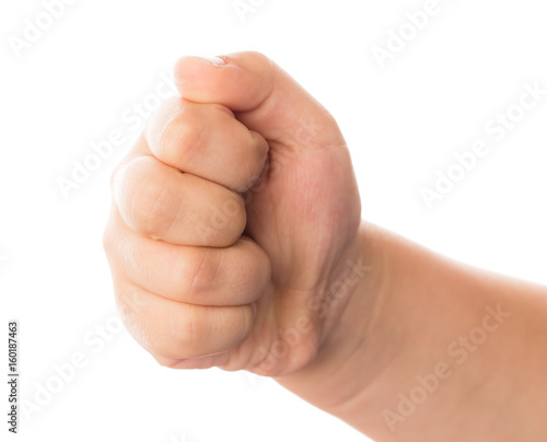 Baby hand on a white background