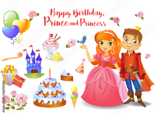 Cute birthday design elements