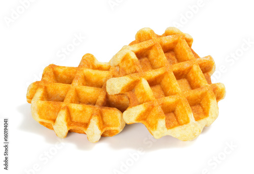Slika na platnu Liege Style Plain Belgian Waffles on White Background