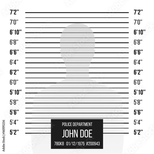 Police Mugshot Vector. Police Lineup Isolated On White Background Illustration