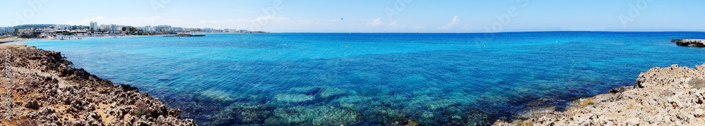 panorama beach coast landscape mediterranean sea Cyprus island