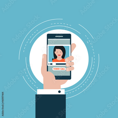 Video call, online conversation, video message, online training, online conference flat vector illustration design. E-learning, webinar design for web banners and apps