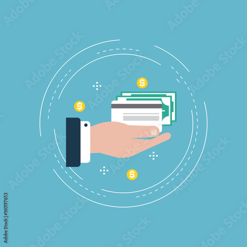 Payment methods, financial items, credit card money transaction flat vector illustration design. Financial design for web banners and apps