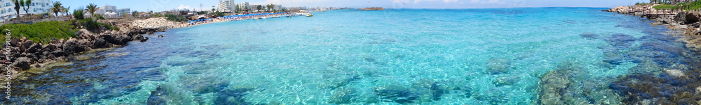 Obraz premium panorama beach coast landscape mediterranean sea Cyprus island