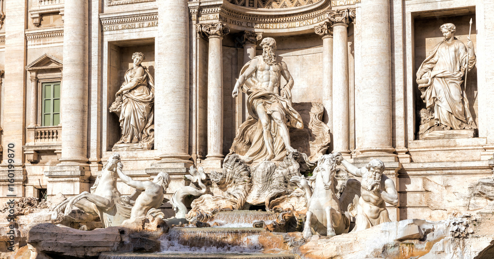 Trevi Fountain (Fontana di Trevi) in Rome, Italy. Trevi is most famous fountain of Rome Trevi Fountain (Fontana di Trevi) in Rome, Italy. Trevi is most famous fountain of Rome